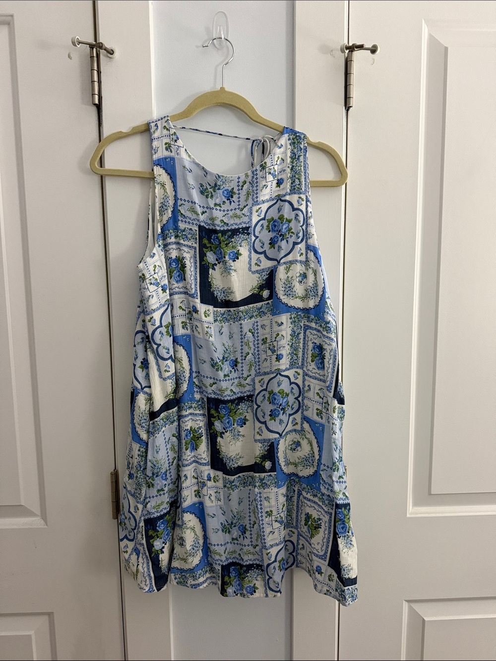 Abercrombie & Fitch Blue and White Patchwork Floral Sundress